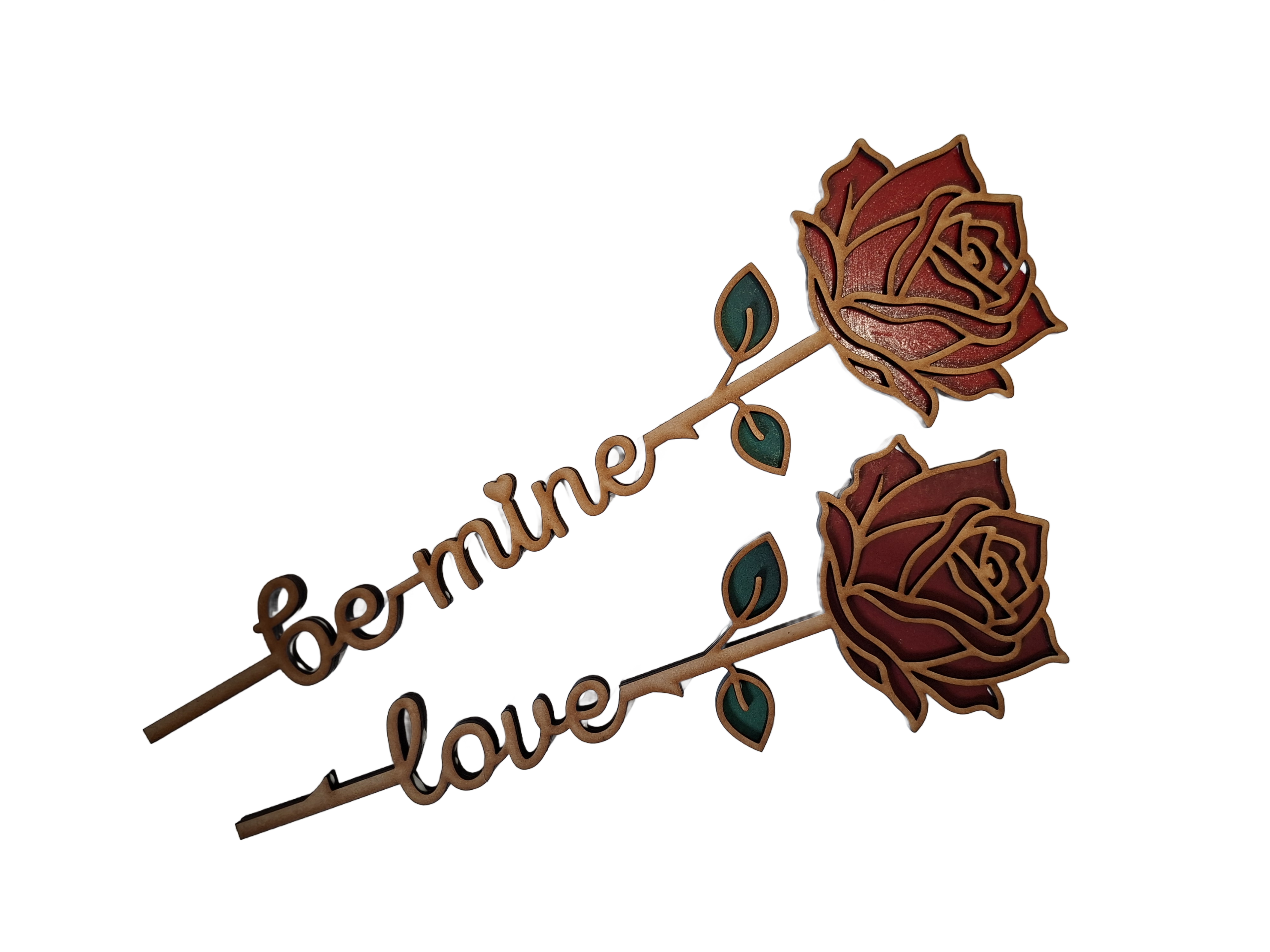 roses wooden layer with names